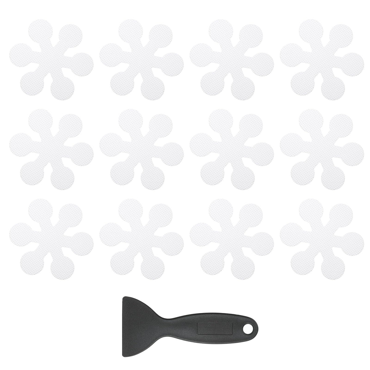 PATIKIL 12 Pcs Non Slip Bathtub Stickers, Anti Slip Shower Stickers with Scraper Bathroom Shower Floor Decals Snowflake Shape Cute Treads Tubs