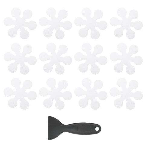 PATIKIL 12 Pcs Non Slip Bathtub Stickers, Anti Slip Shower Stickers with Scraper Bathroom Shower Floor Decals Snowflake Shape Cute Treads Tubs