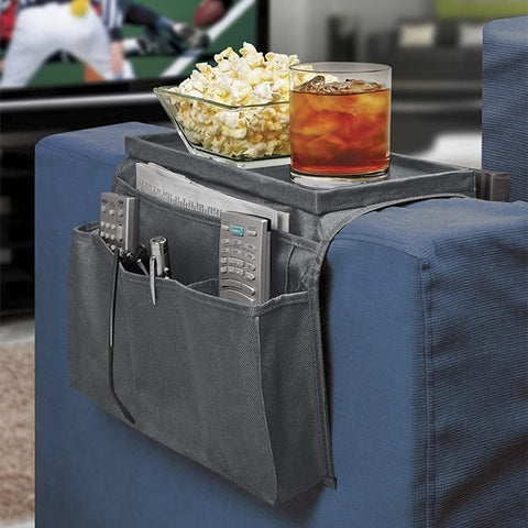 Faxianther Sofa Armchair Organiser Couch Arm Rests Storage Bag Tidy Table bedside Chair Caddy with Snacks Tea Cup Holder Tray Magazine Books Remote
