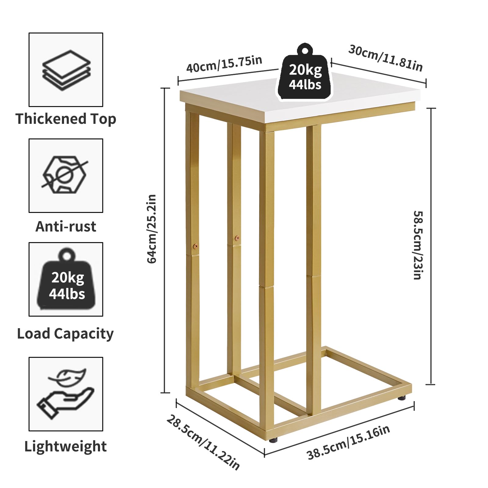 Aibiju Set of 2 Small Side Table for Laptop, End Table for Sofa, Couch Table with Metal Frame for living Room, Bedroom, Balcony