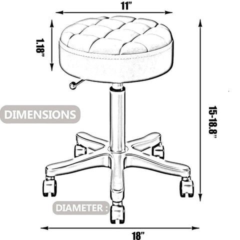HNJZX Small Chair Round Rolling Stool with Wheels PU Leather Height Adjustable Swivel Stool Drafting Work Tatto Massage SPA Salon Stools Home Office