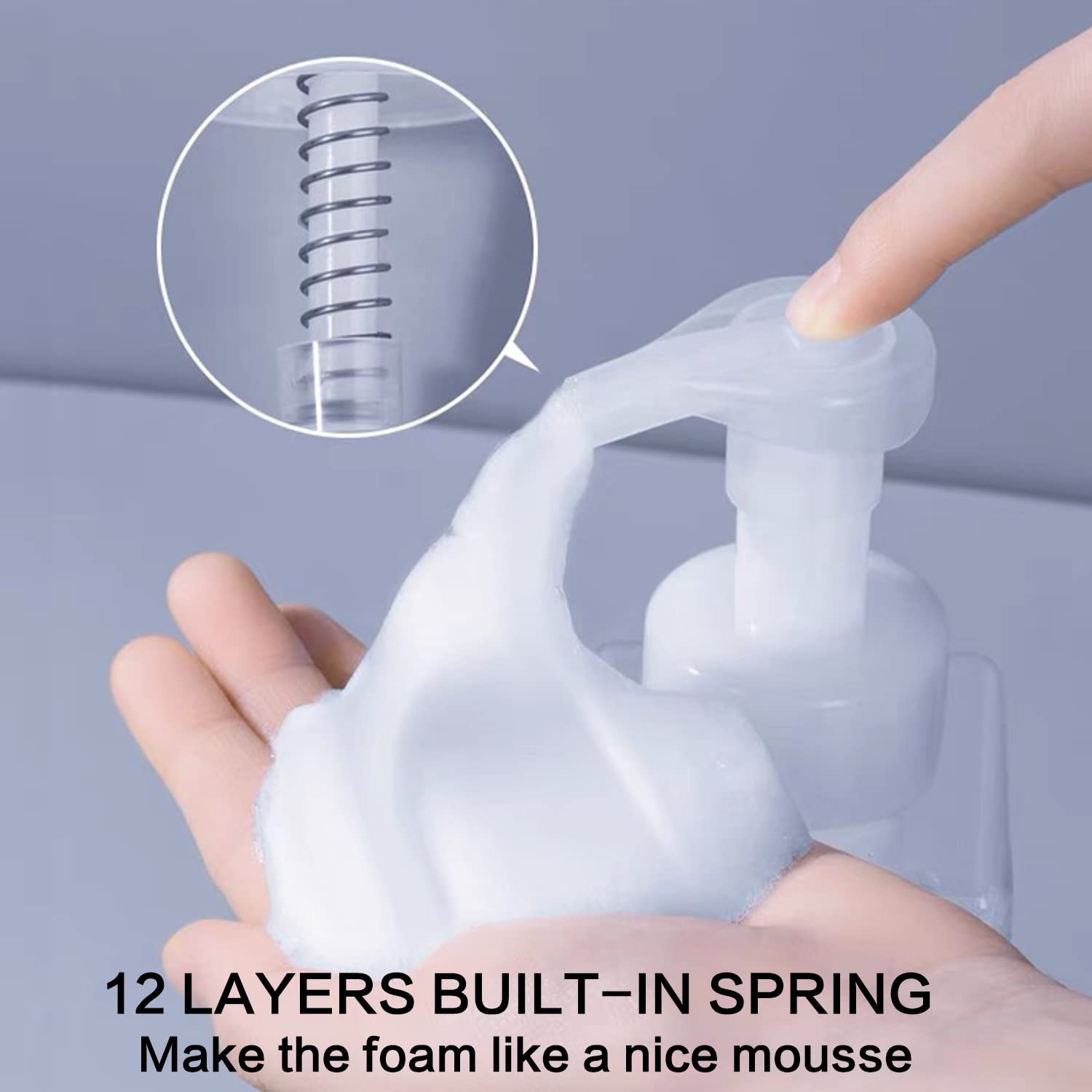 2 PCS-Foaming Soap Dispenser, Hand Soap Dispenser, Refillable Foam Liquid Hand Soap Empty Plastic Pump Bottle Container for Bathroom Vanities