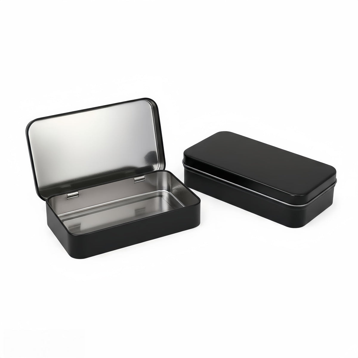 LJY Black Hinged Metal Tins, 2 Pack, 5.9 x 3.5 x 1.2 in