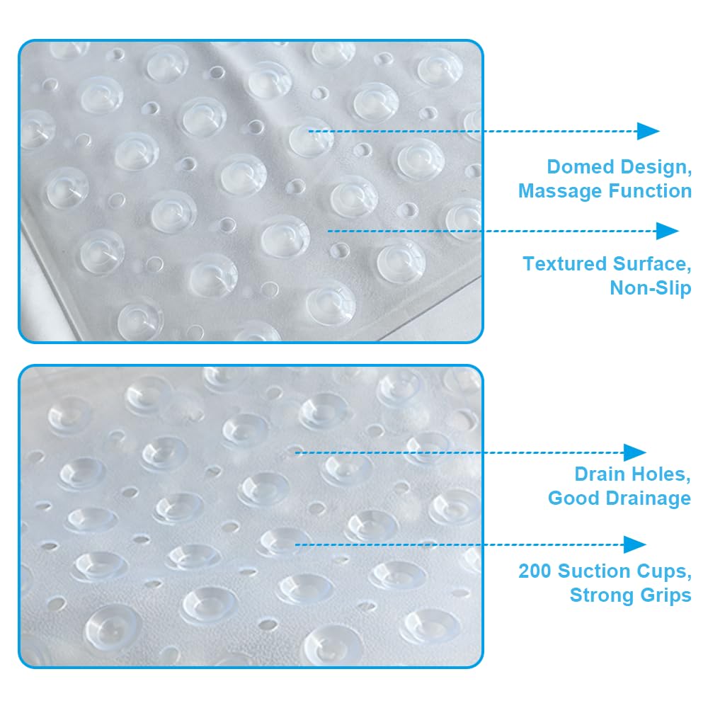 Armo® Transparent Anti Slip Shower Bath Mat Strong Mould & Mildew Bathroom Mat PVC Mat Washable Bath Mat 70CM x 38CM (White)