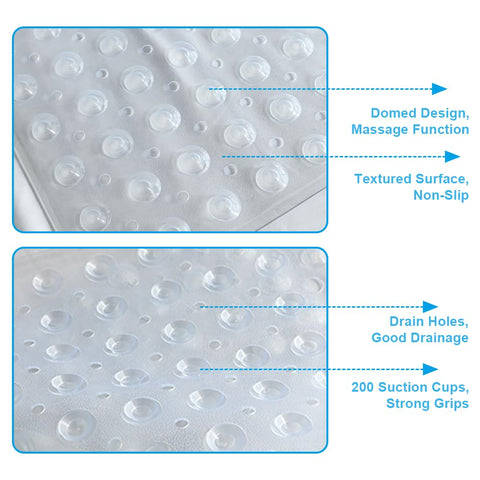 Armo® Transparent Anti Slip Shower Bath Mat Strong Mould & Mildew Bathroom Mat PVC Mat Washable Bath Mat 70CM x 38CM (White)