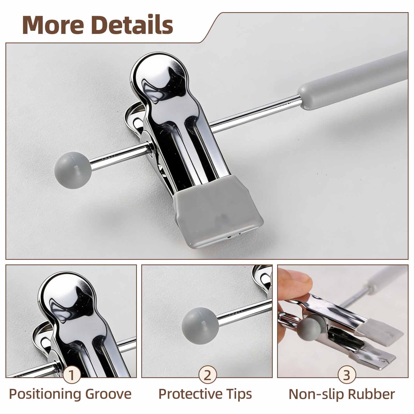 Trouser Hangers with Clips,10Pack 30cm Adjustable Heavy Duty Metal Coat Hangers,Space Saving Skirt Hangers for Women,Non-Slip Shorts Jeans Pants