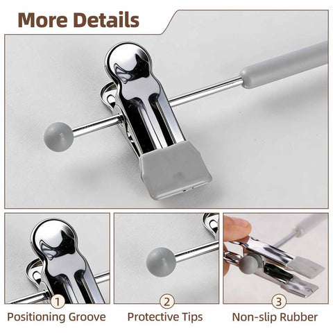 Trouser Hangers with Clips,10Pack 30cm Adjustable Heavy Duty Metal Coat Hangers,Space Saving Skirt Hangers for Women,Non-Slip Shorts Jeans Pants