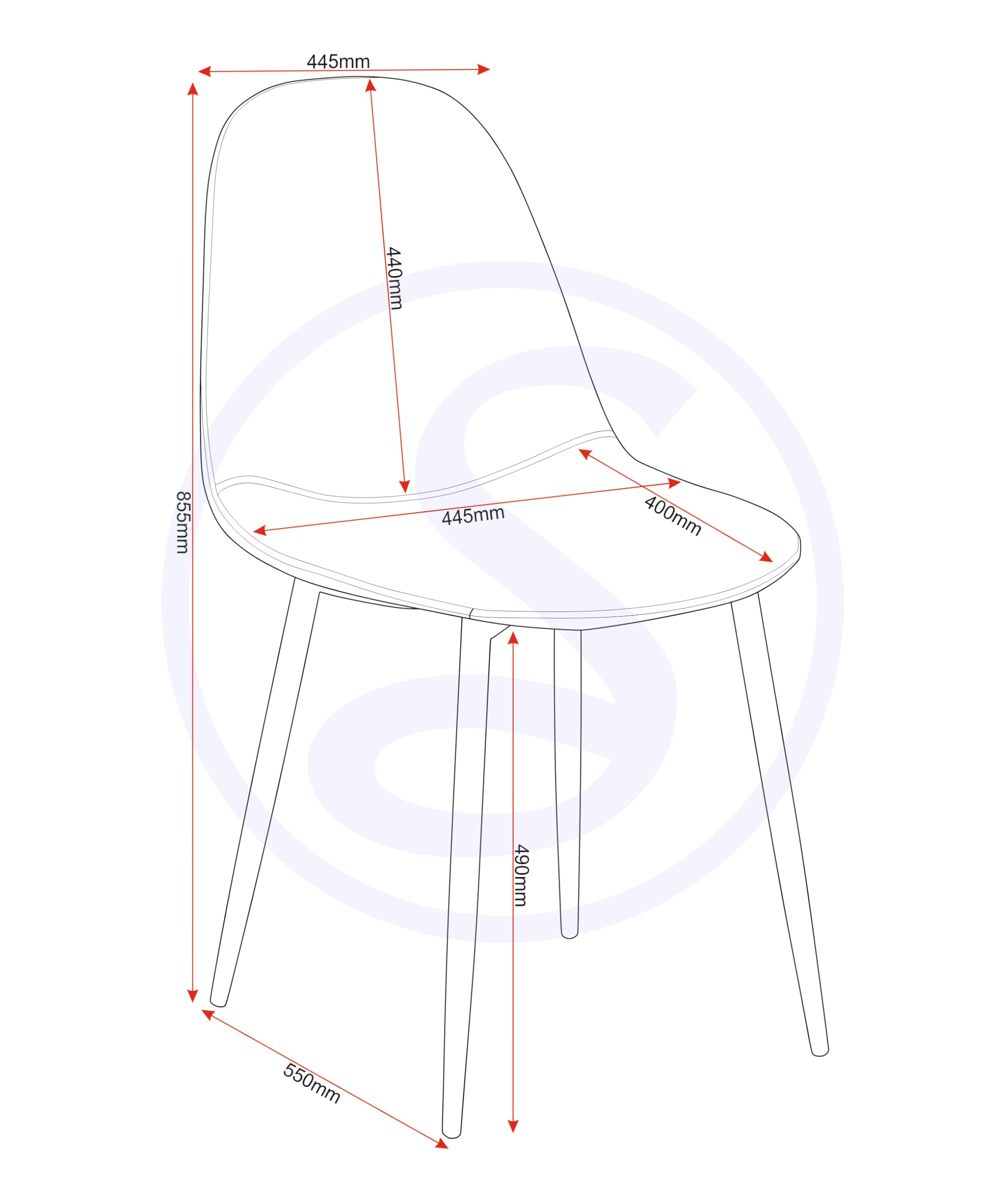 Seconique Athens Dining Chair Set of 2 in Grey Pu