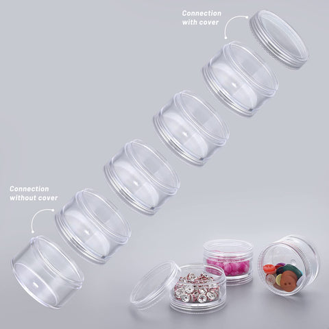 SUMTree 4 Packs 5 Slot Clear Plastic Round Storage Jars, Mini Jars, Large