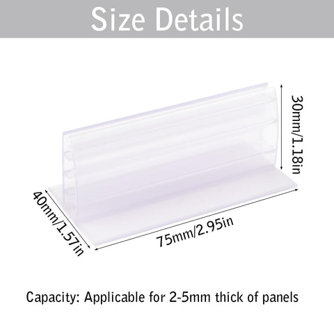 WANDIC 10pcs Acrylic Panels Holder, 2.95”*1.57”*1.18” Self Adhesive Sneeze Guard Holder with White Foam Tape Acrylic Stand for Cards Photos Display