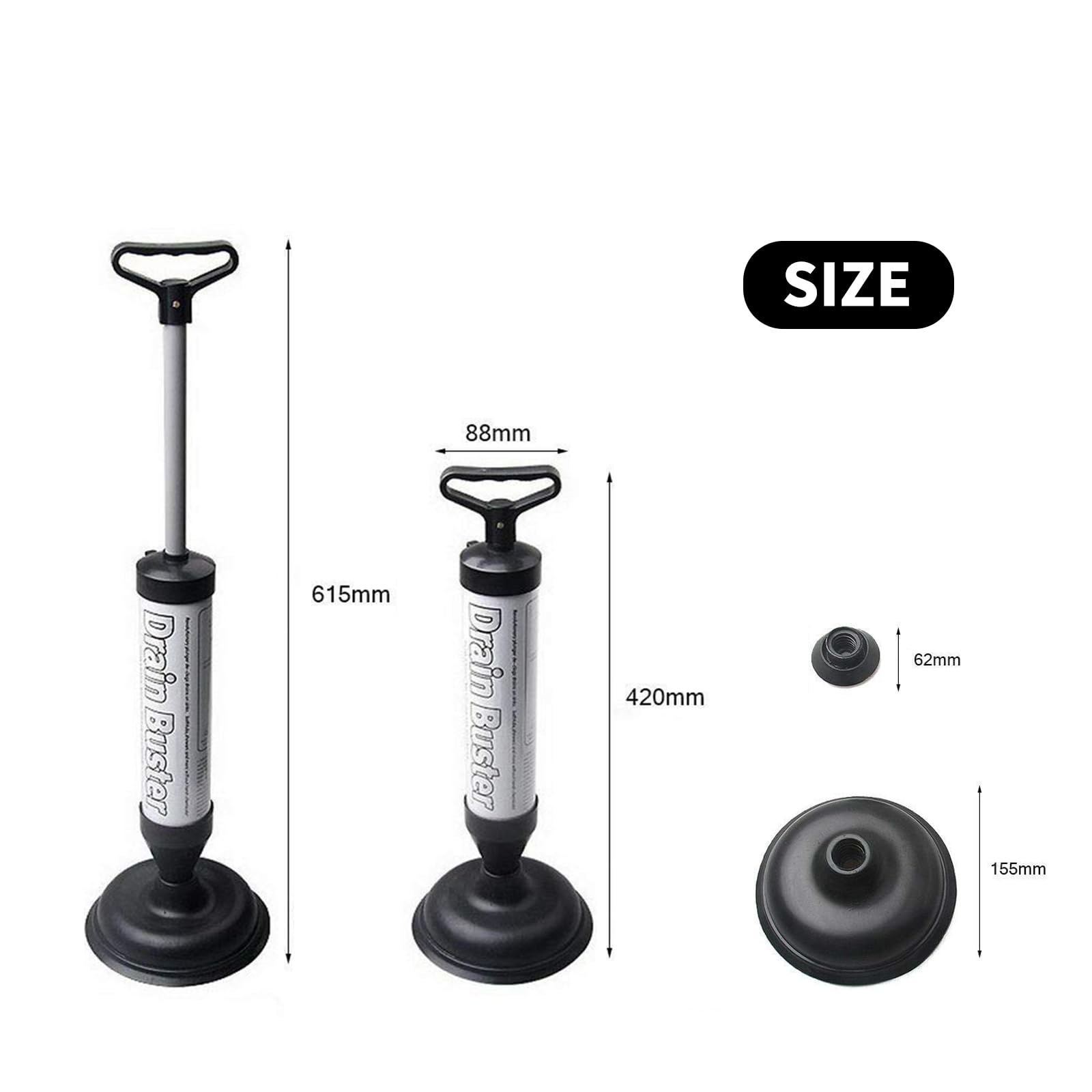 SubTack Drain Unblocker - Sink Plungers for Unblocking Plunger Shower Unblocker Powerful Toilet Air Plunger Toilet Unblocker Toilet Unblocker with 2