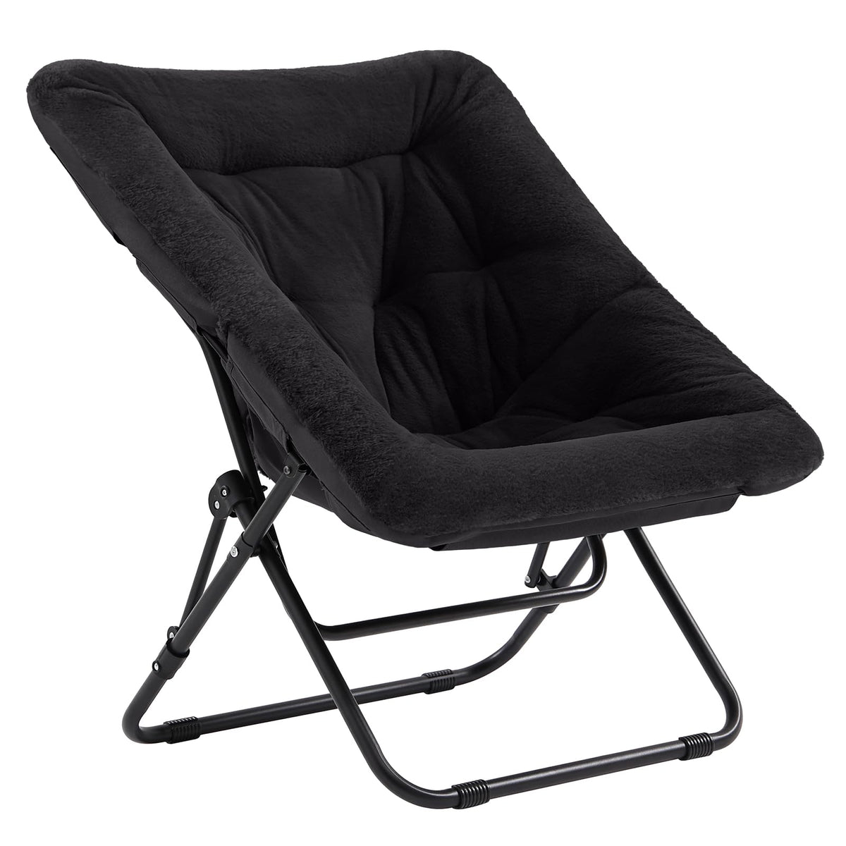 SESHINELL Comfy Saucer Chair, Oversized Foldable Faux Fur Accent Lounge Reading Lazy Chair with Metal Frame for Bedroom, Living Room, Dorm Rooms