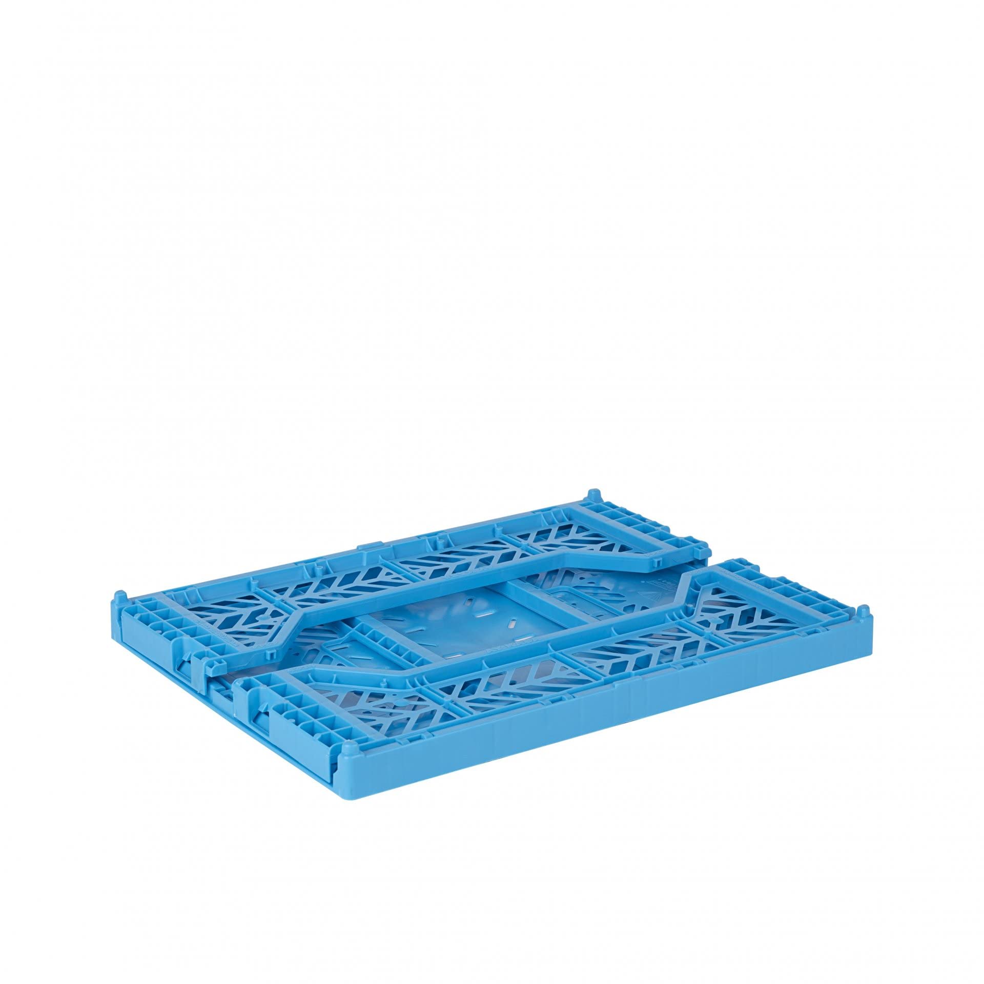 AYKASA Folding Crate, Sturdy Folding Box, Plastic, Stackable, Turquoise, Midi (40 x 30 x 14 cm)