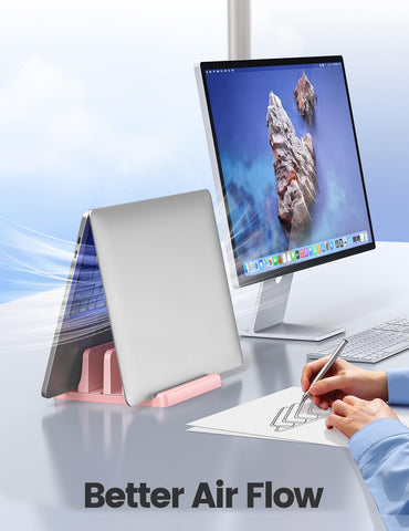 Vaydeer Vertical Laptop Stand for Desk, Dual Slots Plastic Laptop Holder with Space Saving 4-in-1 Design, Adjustable Laptop Stand Supports MacBook