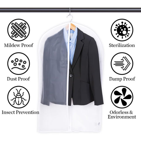 Niviy Garment Covers 60 x 120 cm, PEVA Clothes Covers with Zip, 12 Pack