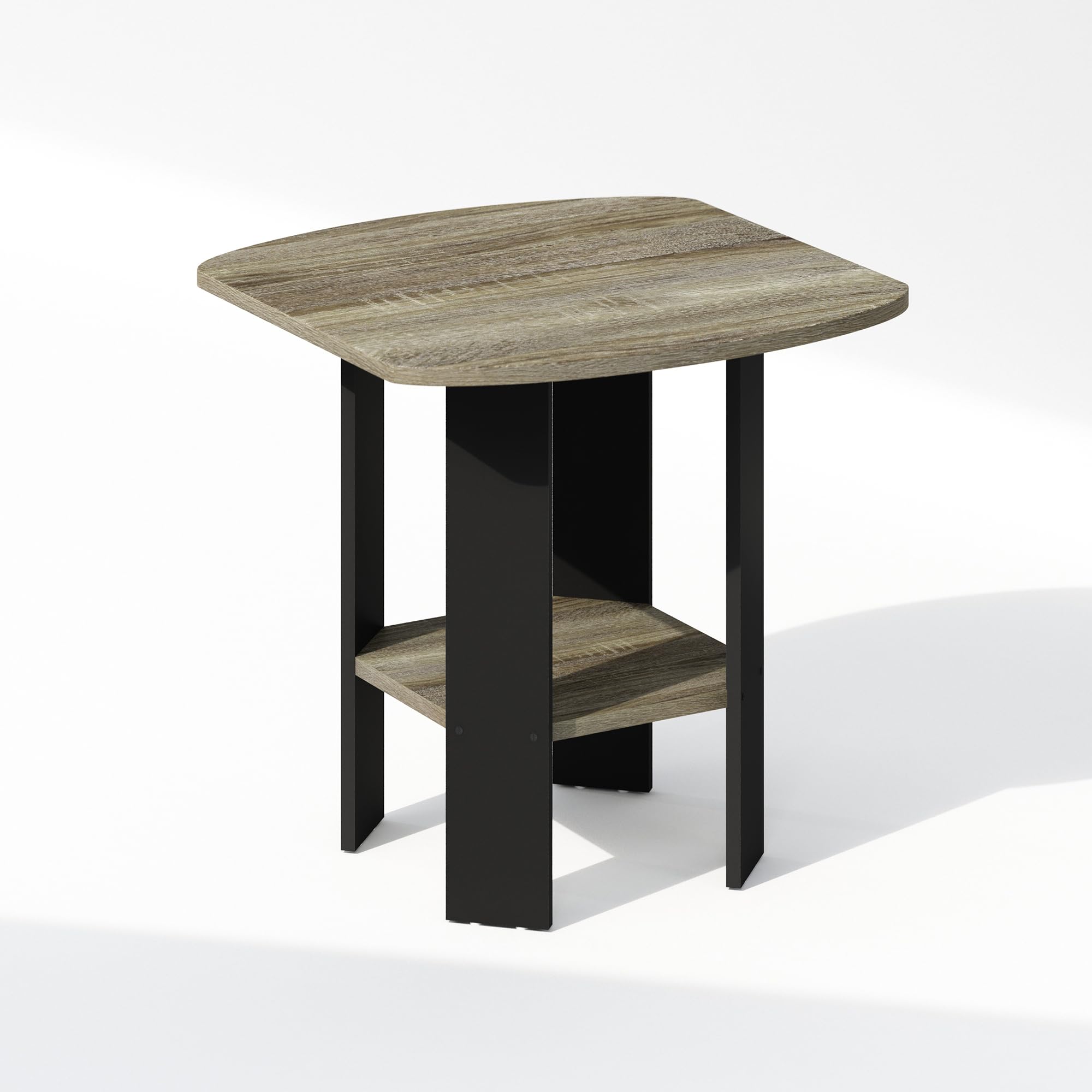 Furinno TIDUR Night Stand, Open Shelf Design Nightstand with Storage Shelf, Round Corner Bedside Table, End Table, Side Table, for Bedroom