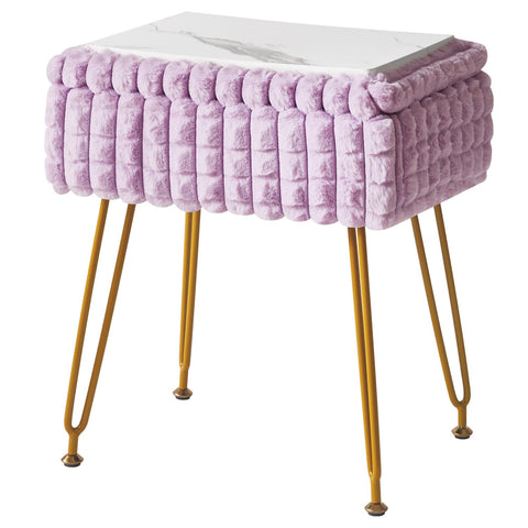 IBUYKE Rectangle Vanity Chair Ottoman, Footrest Stool, Purple WBD004V