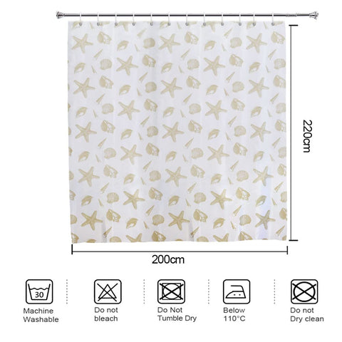 YISURE Extra Long Water-repellent Shower Curtain, Shell Printed 79x87 Inch