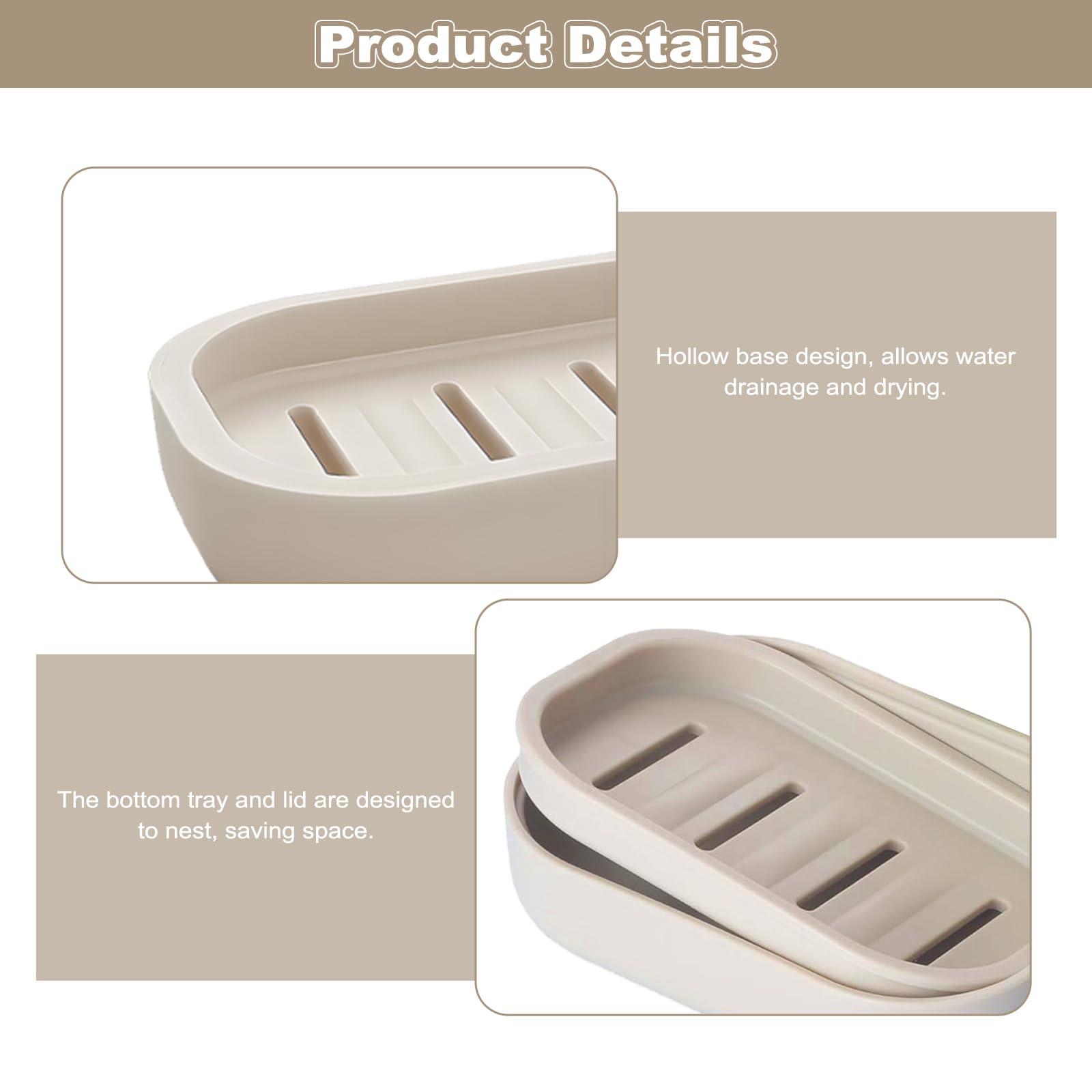 2 Pcs Soap Dish with Drain Plastic Sponge Holder, Non-Slip Design and Easy Cleaning, Soap Saver Tray for Bathroom and Travel Convenience
