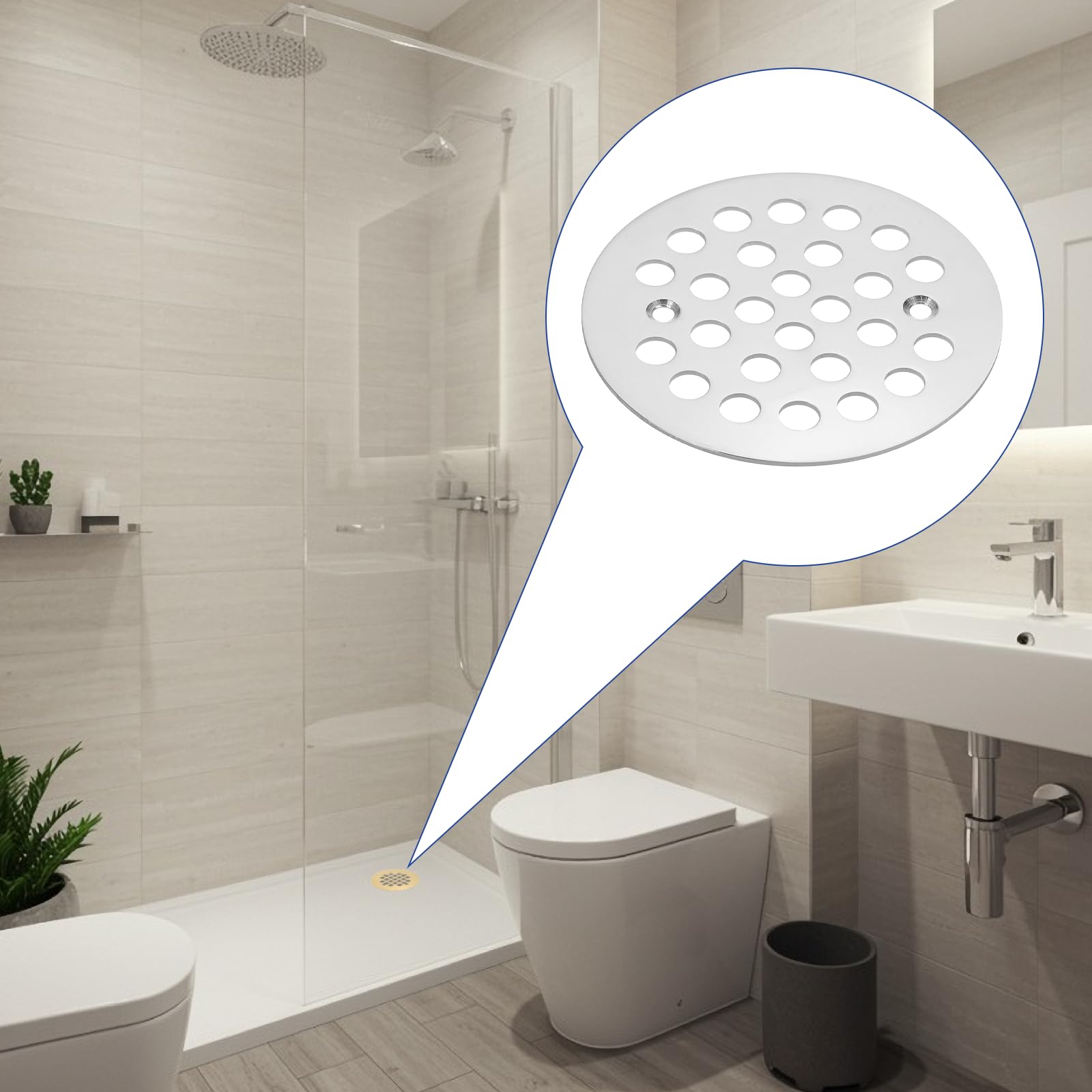 PATIKIL Shower Strainer Drain Trim Set 4-1/4", 1 Pcs 304 Stainless Steel Round Screw-in Shower Strainer Drain Cover with Screw for Bathroom Floor