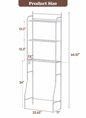 Suuiwau Over Toilet Storage Rack, 3 Tier, 57.5×19.5×163.5 cm