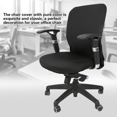Akozon Office Chair Cover, Elastic Stretchable Fabric Chair Seat Cover Protector, Washable Slipcovers for Office Computer Chairs (Black)