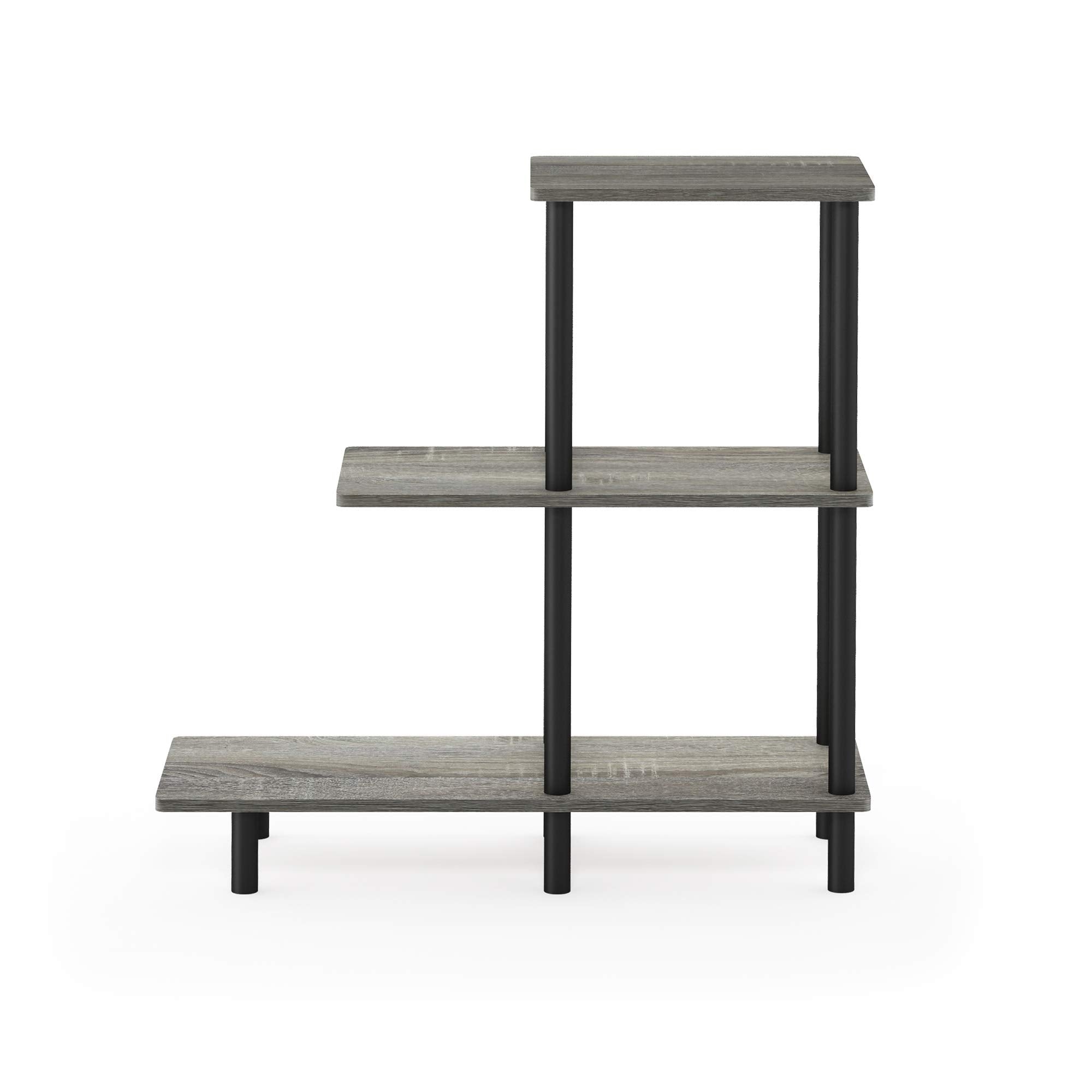 Furinno TURN-N-TUBE Side Table, 3-Tier Tall L-Shape End Table with Open Shelf, Tall Toolless Night Stand, Bedside Table, for Living Room, Bedroom