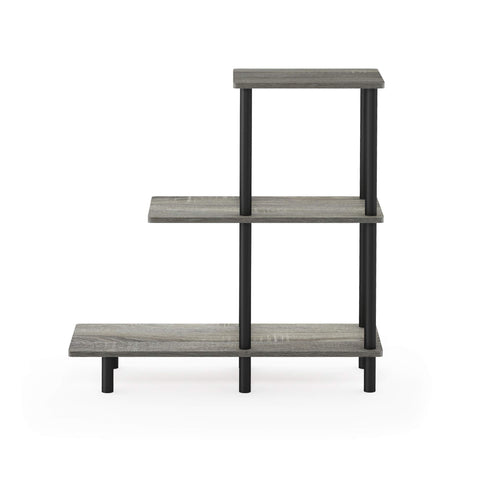 Furinno TURN-N-TUBE Side Table, 3-Tier Tall L-Shape End Table with Open Shelf, Tall Toolless Night Stand, Bedside Table, for Living Room, Bedroom