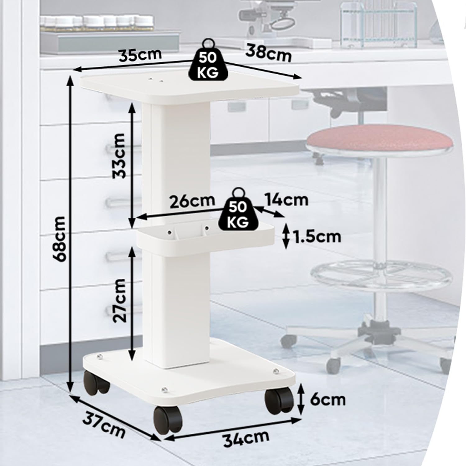 ybaymy Beauty Trolley on Wheels Salon Equipment Trolley Carts Beauty Rolling Cart Mobile Cart Rack Storage Tray for Hair Salons Spas Barber Shops