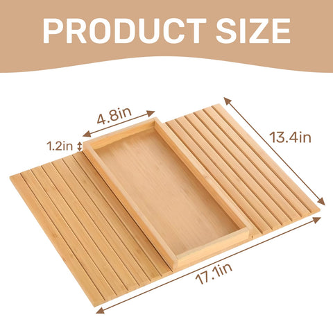 ULIKEUS Bamboo Sofa Arm Tray Foldable Couch Cup Holder Anti-Slip Armrest Organizer Sofa Side Table for Control, Drink, Snacks, Cups