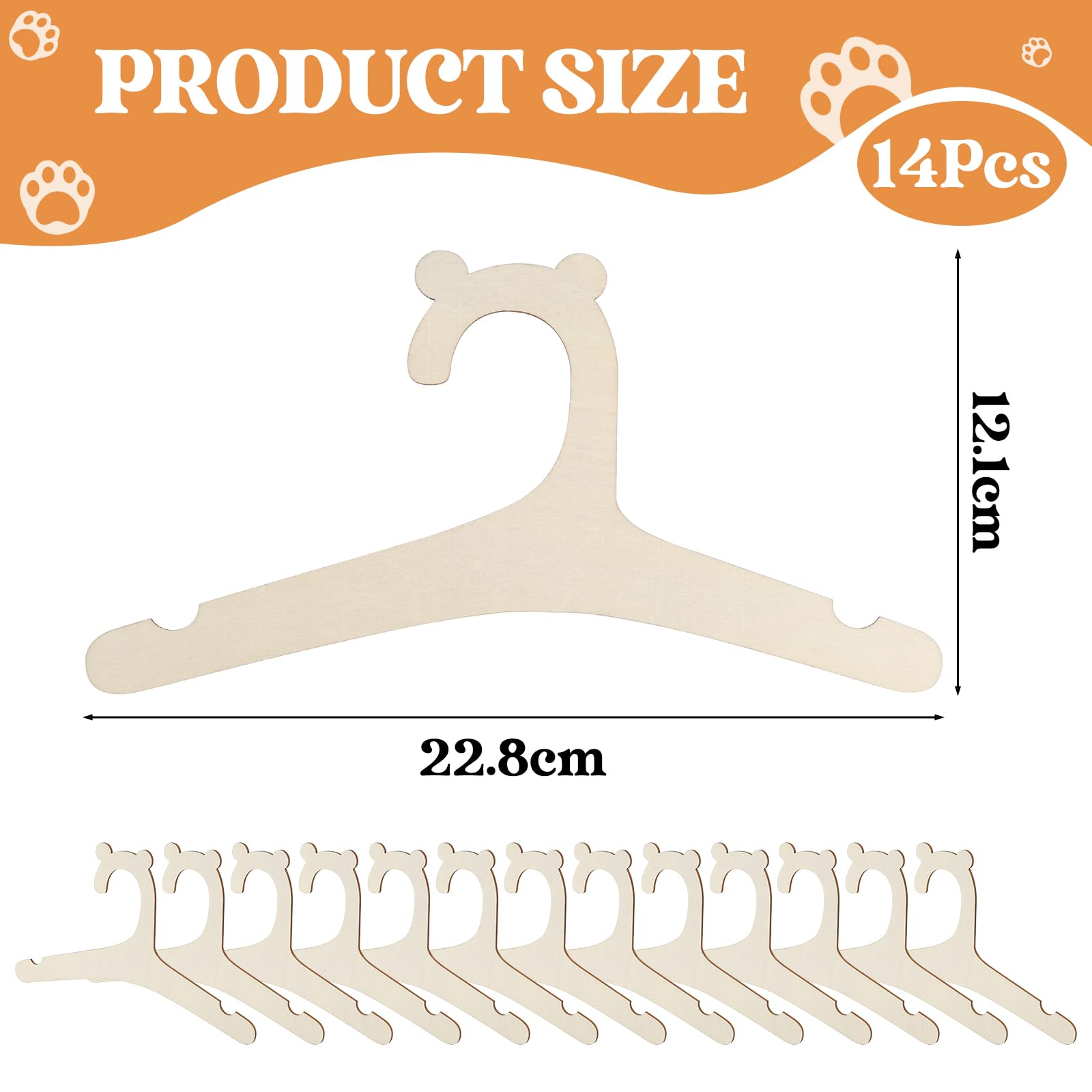 FAMCUCHE 14Pcs Wooden Baby Hangers, Non-Slip Baby Hangers Newborn, Space Saving Wooden Hangers for Clothes, Kids Hangers for Jackets, Dresses