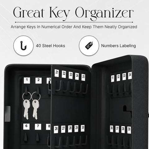 Landlord Direct Supplies LDS® Key Cabinet with Combination Lock, 40 Keys – Wall Mounted Lockable Steel Key Safe Box