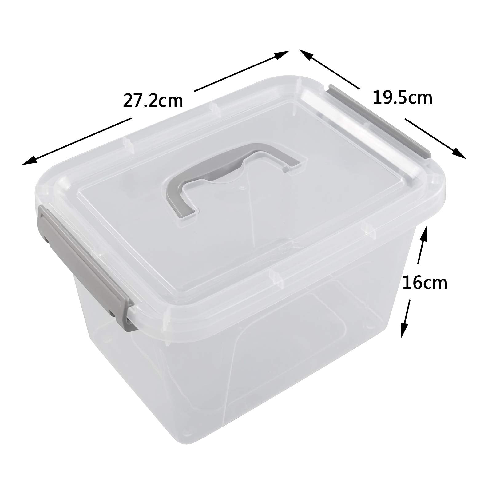 Leendines 5.5 Liter Plastic Lidded Storage Box, Clear Boxes, 6 Pack