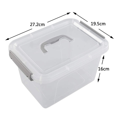 Leendines 5.5 Liter Plastic Lidded Storage Box, Clear Boxes, 6 Pack