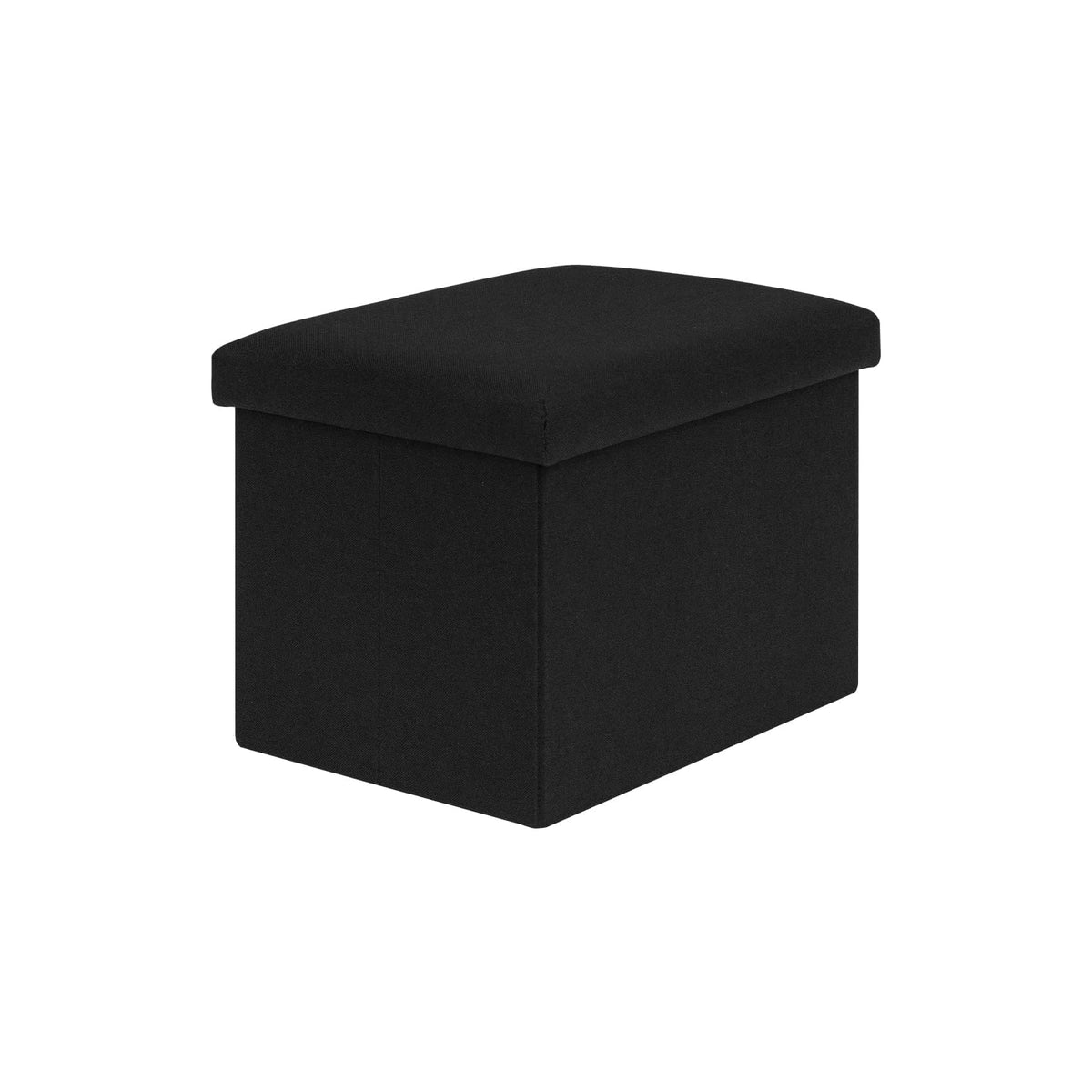 Bonlife Black Ottoman Storage Box - Foldable Rectangular Footstool for Living Room, Kids Toy Chest with Lid, Multi-Use Seat & Storage, 42x32x32 cm