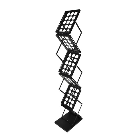 Deflecto A4 Folding Literature Display Stand Black, 6 Shelf, Carry Case
