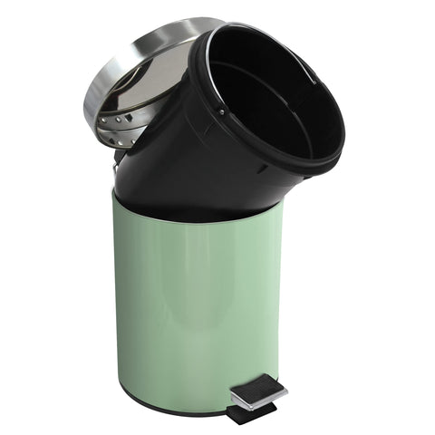 MSV Basil Green Cosmetic Bin Pedal Bin 3 Litres with Removable Inner Bucket