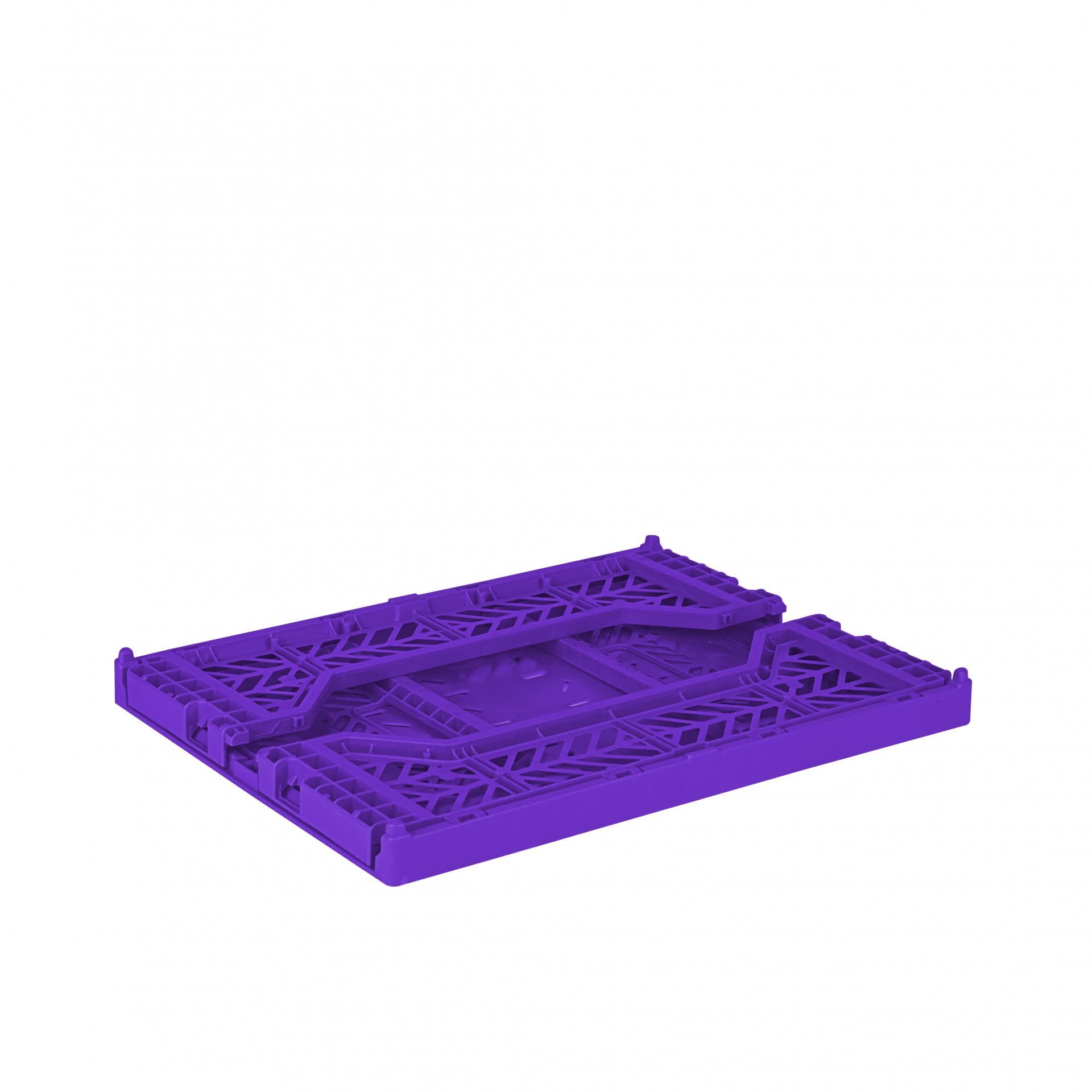 AYKASA Folding Crate, Sturdy Folding Box, Plastic, Stackable, Violet, Midi (40 x 30 x 14 cm)