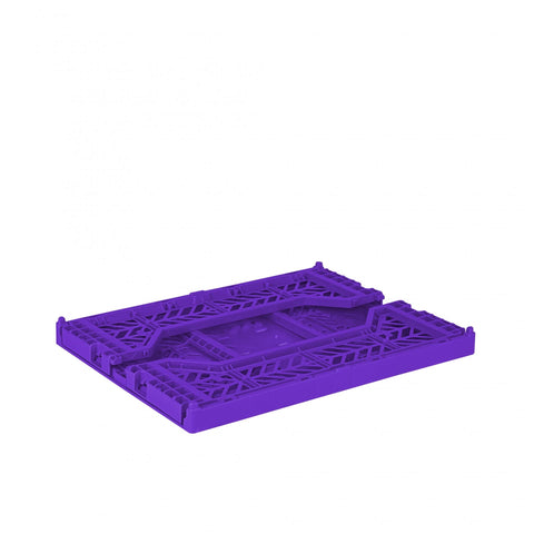 AYKASA Folding Crate, Sturdy Folding Box, Plastic, Stackable, Violet, Midi (40 x 30 x 14 cm)
