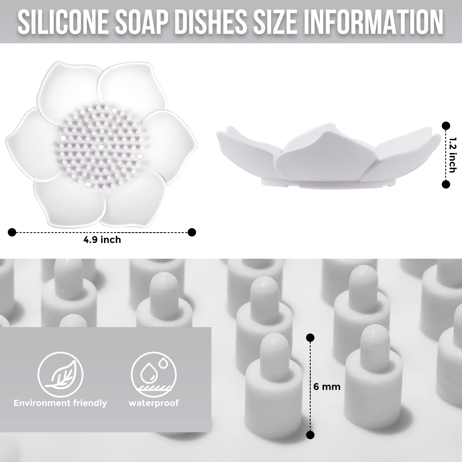 Soap Dishes with Draining, 3 Pack Bathroom Bar Soap Holder for Shower Silicone Self-draining Floral Lotus Shaped Sponge Bar Soap Holder Soap Tray for