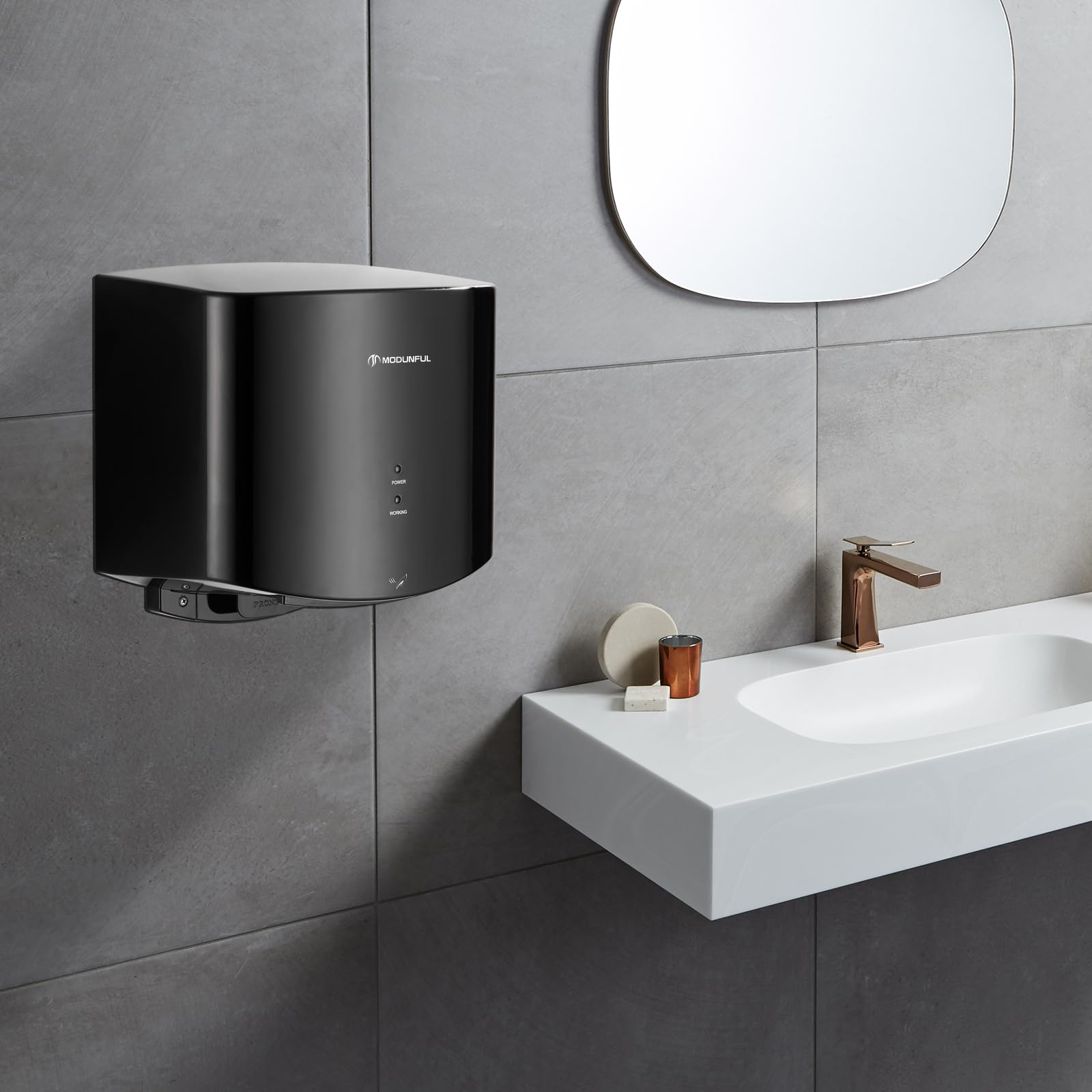 modunful Electric Hand Dryer,Automatic High Speed Hand Dryer Commercial Hand Dryer for Kitchen, Bathroom and Toilet 220v 1200W Black