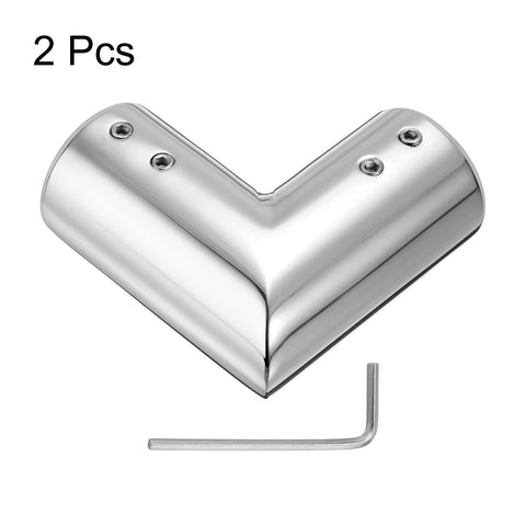 sourcing map 2pcs Corner Curtain Rod Connector, 90 Degree Window Curtain Rod Corner with Hex Wrench for 1 Inch OD Bay Window Curtain Rods, Silver
