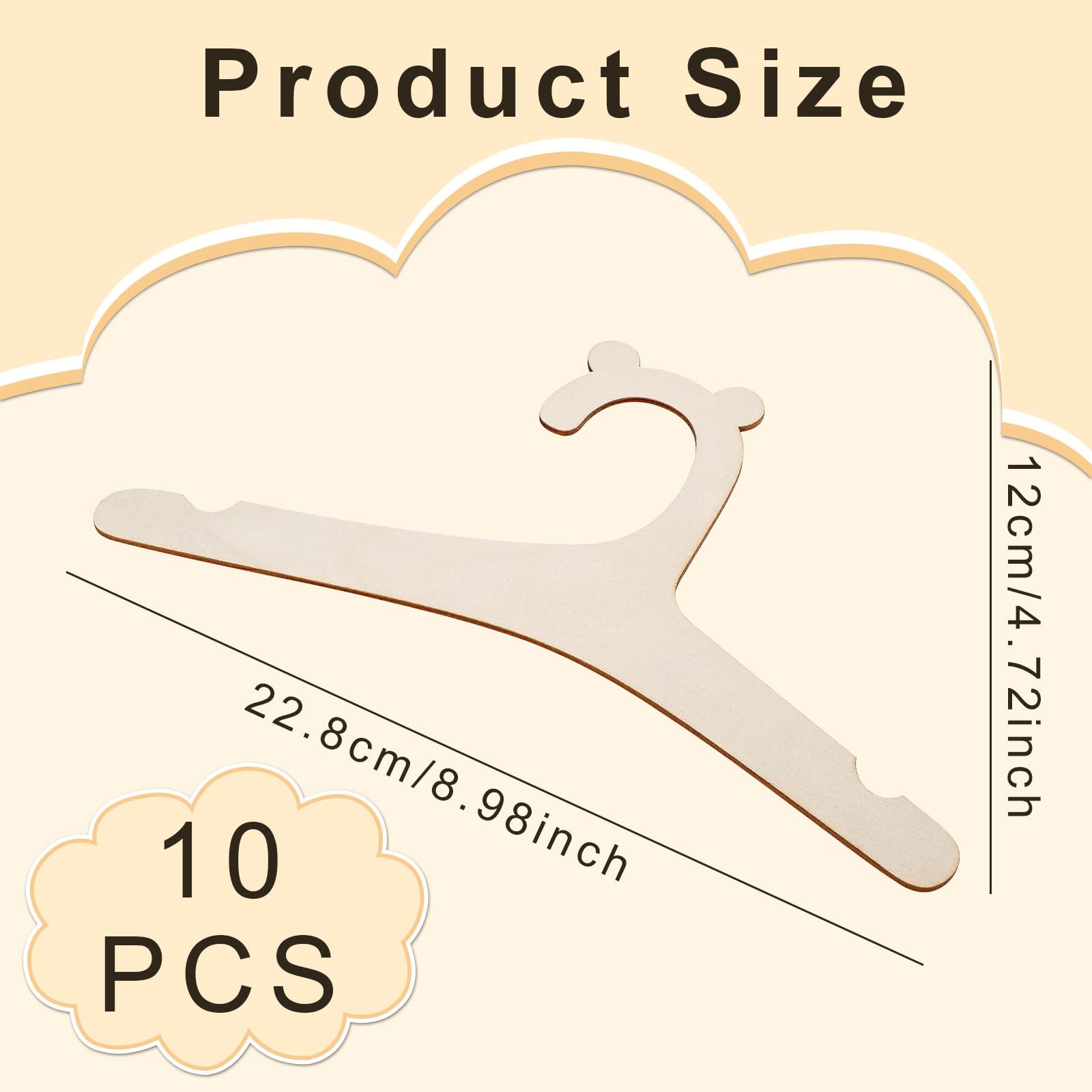 10 Pcs Baby Hangers, Wooden Baby Coat Hangers with Cute Bear Ears, Cute Toddler Infant Children Kids Clothes Hanger