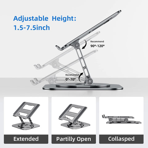 MCHOSE Laptop Stand for Desk, Ergonomic Laptop Riser with 360° Rotating Base, Aluminum Laptop Stand
