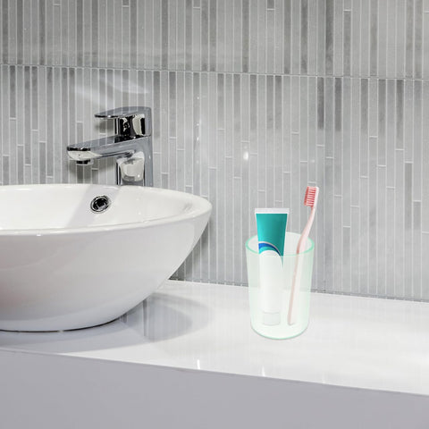 Cabilock Clear Toothbrush Cup Plastic Toothbrush Mug for Bathroom Transparent Tumbler for Mouthwash Water Mug for Bathroom Use Smooth Edges 2.95 X