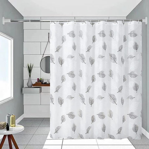 Lkw Ogechi Shower Curtain Black Leaves 200/220/240 CM Drop, PEVA Bathtub Curtains for Wet Room 180x220 cm, Antimould and Waterproof Bathroom Curtains