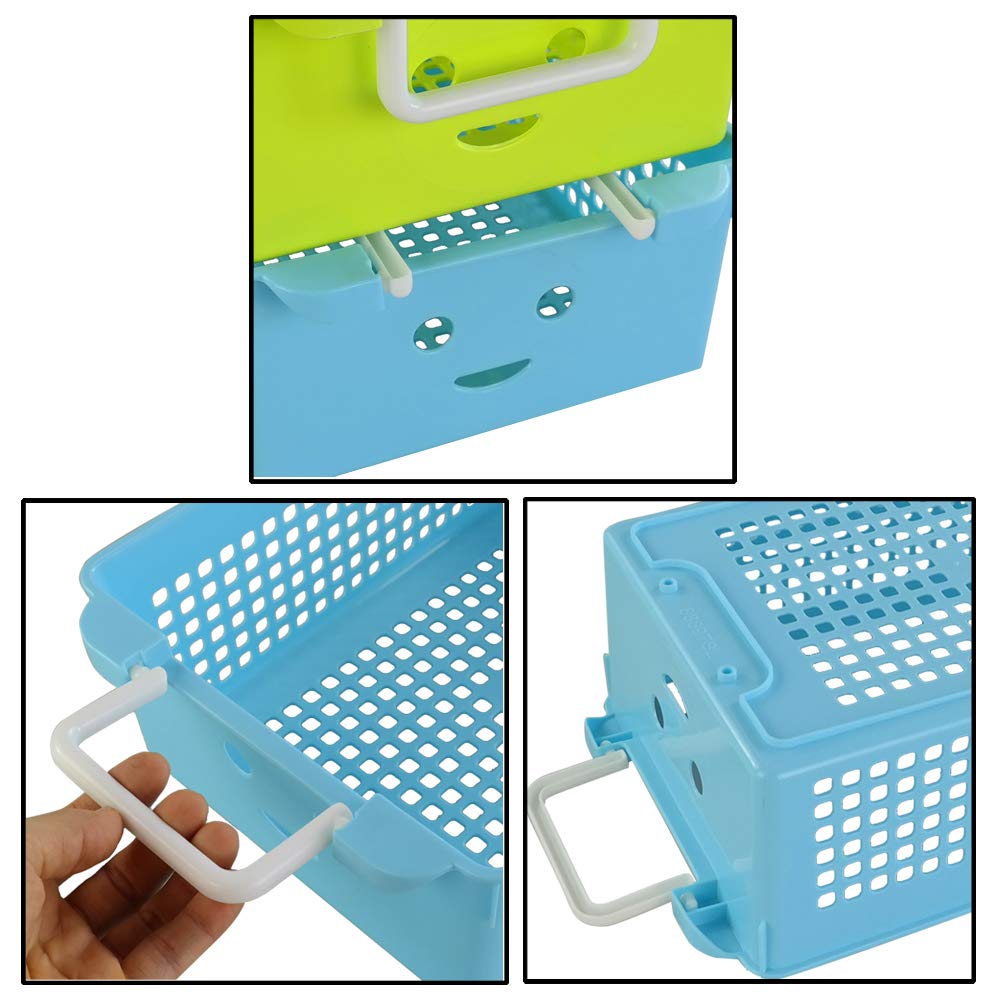Mayish 5L Plastic Stackable Basket with Carry Handles, Official Stackable Plastic Storage Basket, 6 Pack