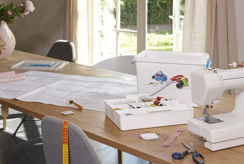 Sunware Q-Line Sewing Box with Insert Colour, White/Blue, 22 Litre