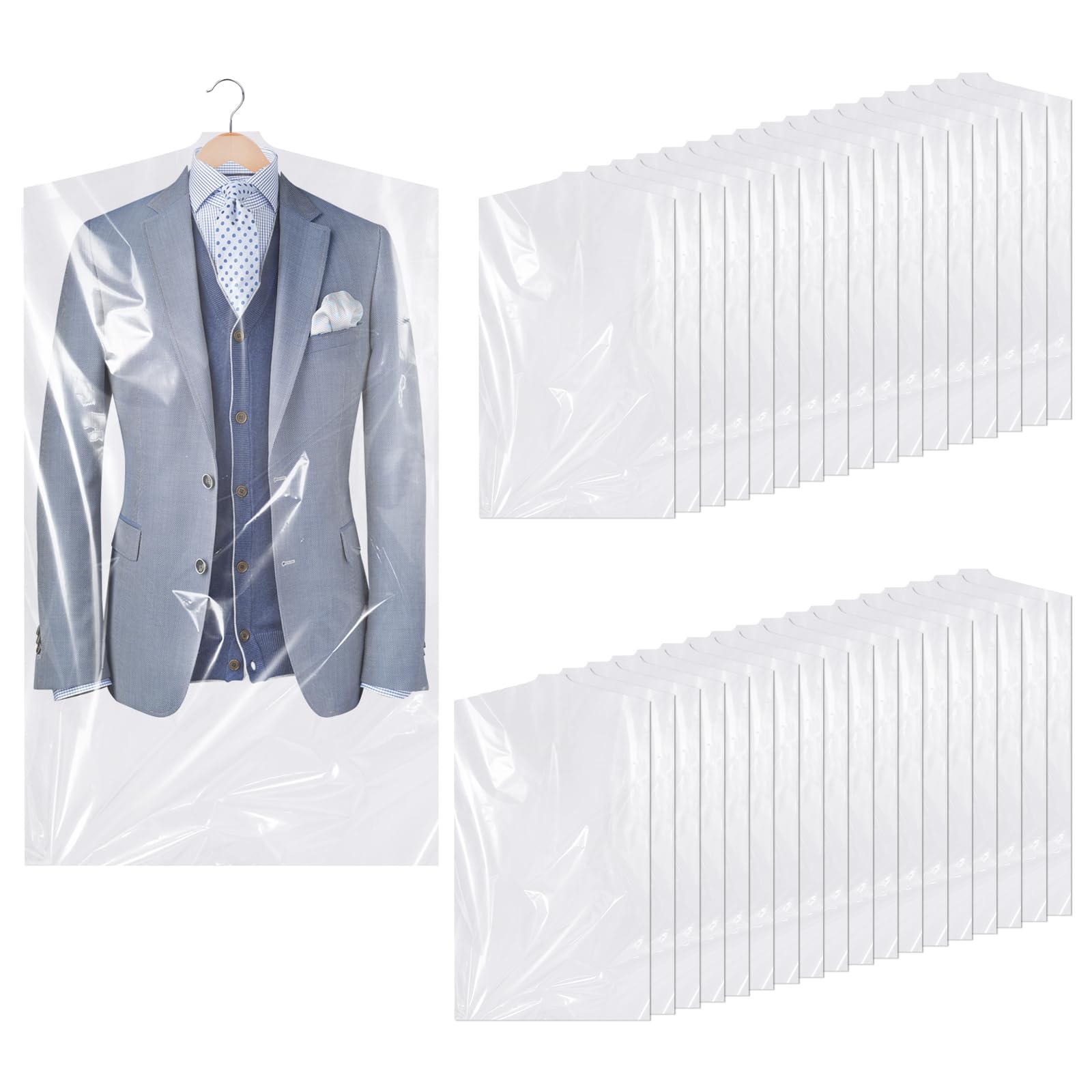 35 Pack Plastic Clothes Covers, Dry Cleaning Bags, Garment Bags 60 * 90 cm