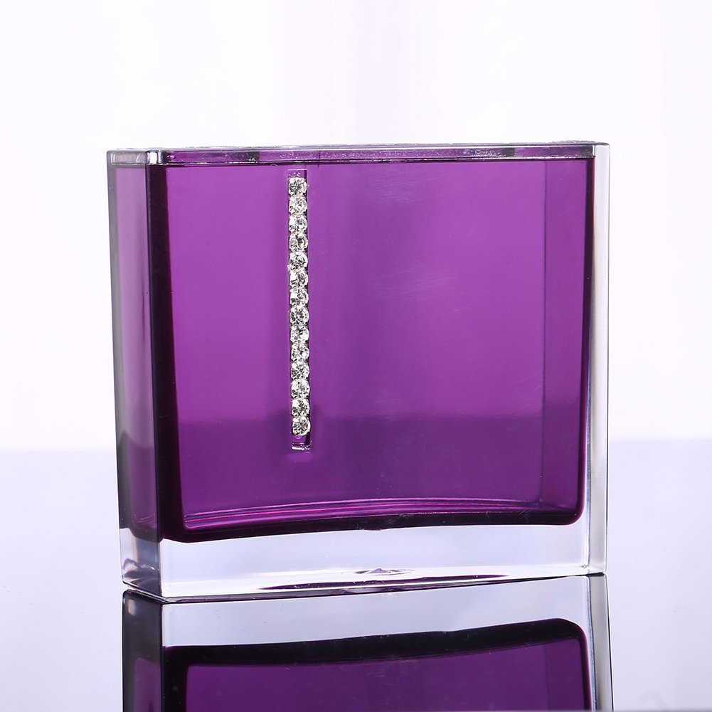 Acrylic Purple 5Pc Bathroom Accessories Set - Soap Dish, Bath Cup, Bottle, Toothbrush Holder